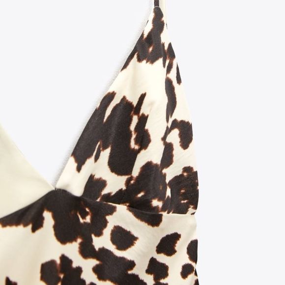 Zara Satin Effect Printed Dress New - Picture 7 of 9